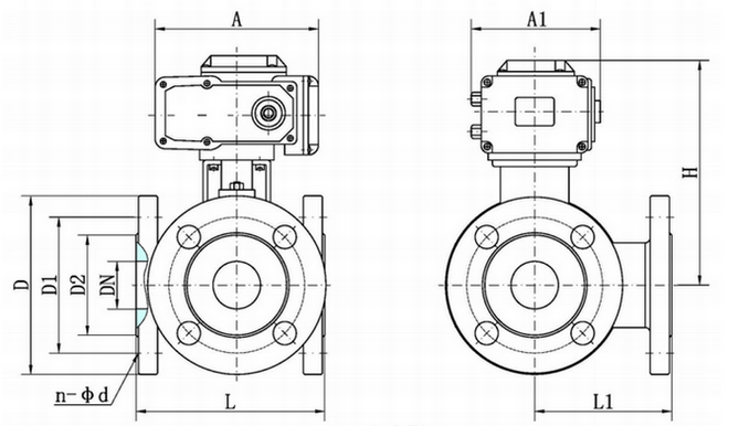 電動(dòng)法蘭三通球閥結(jié)構(gòu)圖 電動(dòng)法蘭三通球閥結(jié)構(gòu)圖